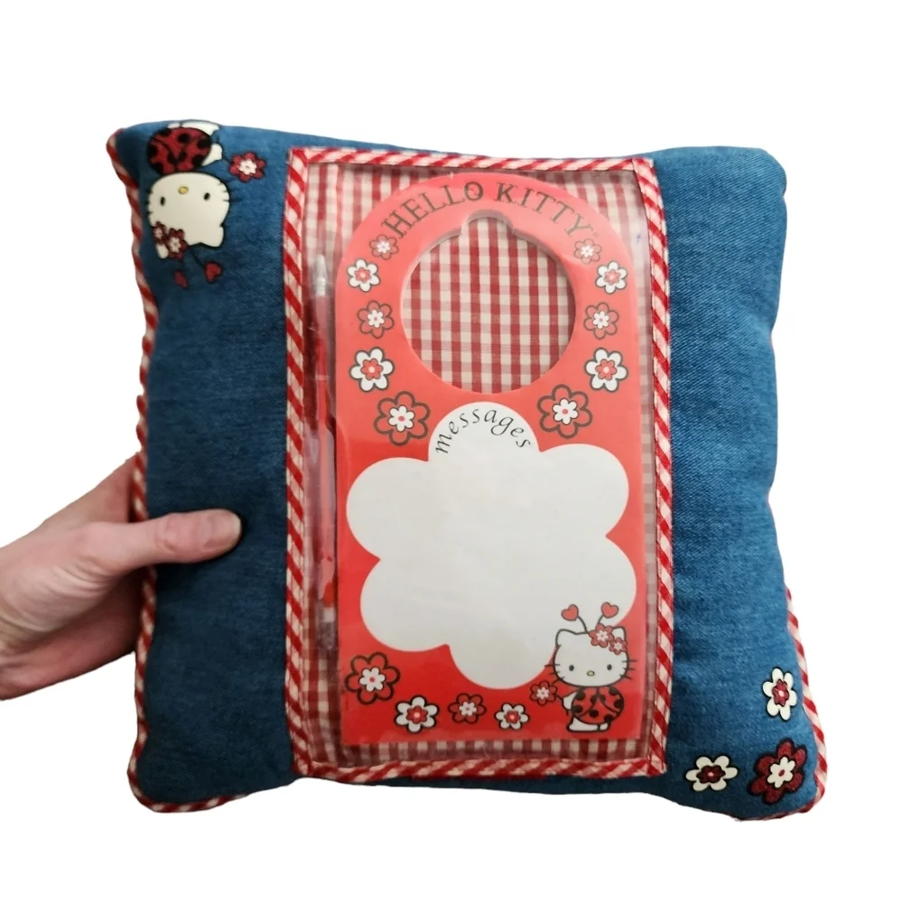 SANRIO x HELLO KITTY x VINTAGE Denim Lady Bug Pillow, Note Door Hanger‎ & Pen
